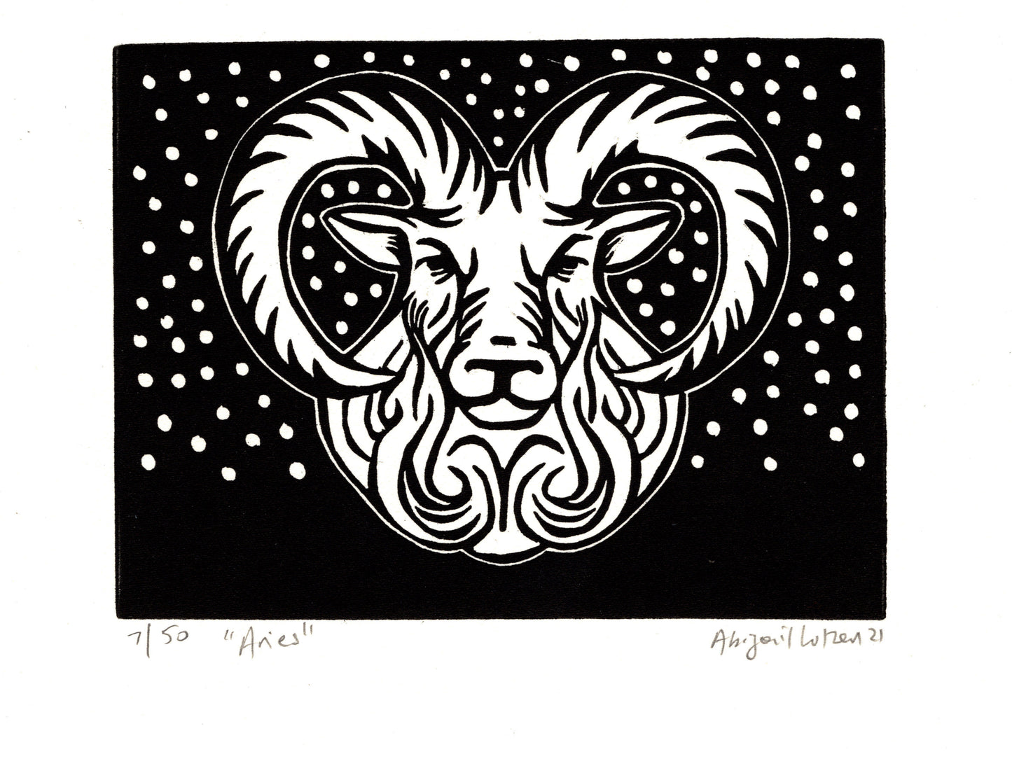 Aries - Limited Edition Handprinted Linocut