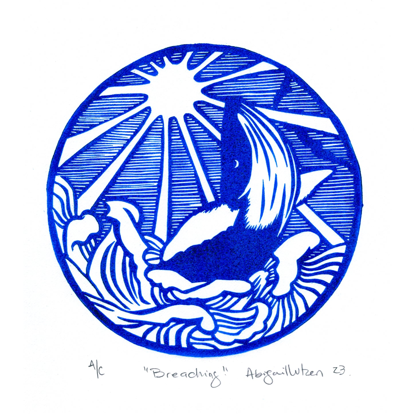 Breaching - Limited Edition Handprinted Linocut