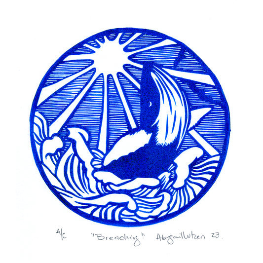 Breaching - Limited Edition Handprinted Linocut