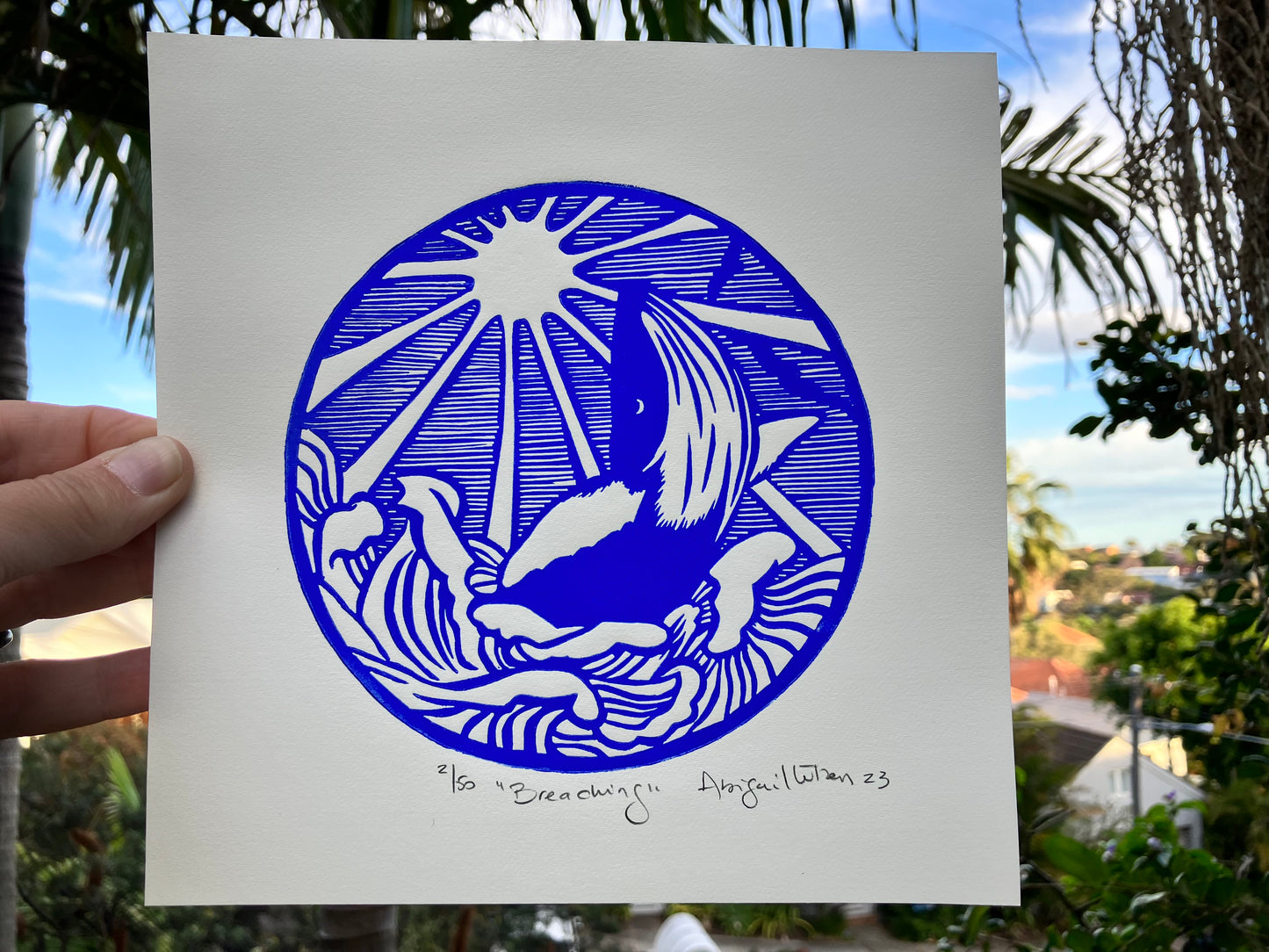 Breaching - Limited Edition Handprinted Linocut