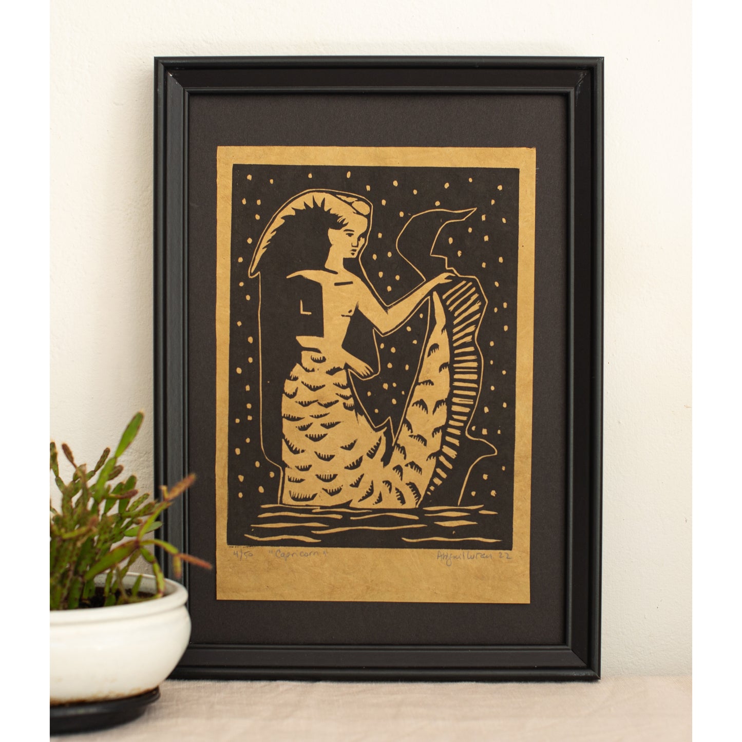 Capricorn - Limited Edition Handprinted Woodcut