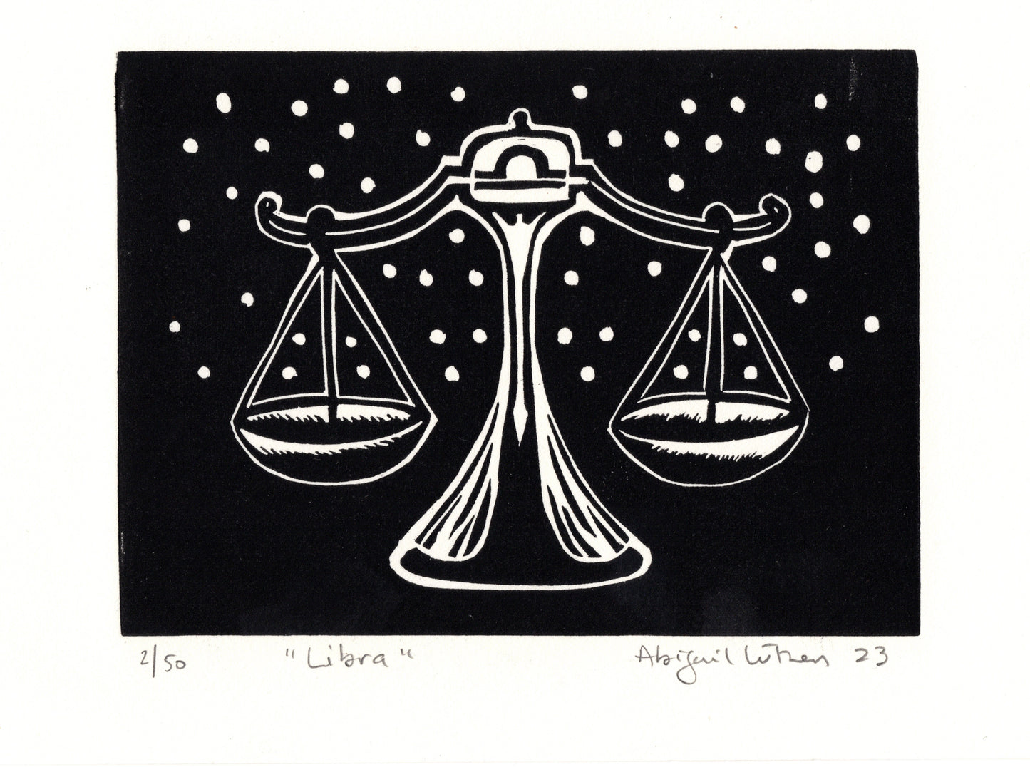 Libra - Limited Edition Handprinted Linocut