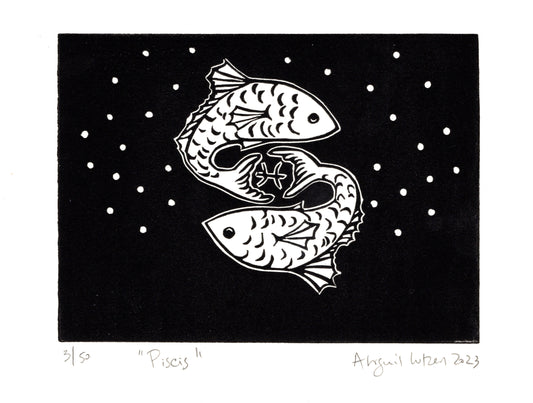 Piscis  - Limited Edition Handprinted Linocut