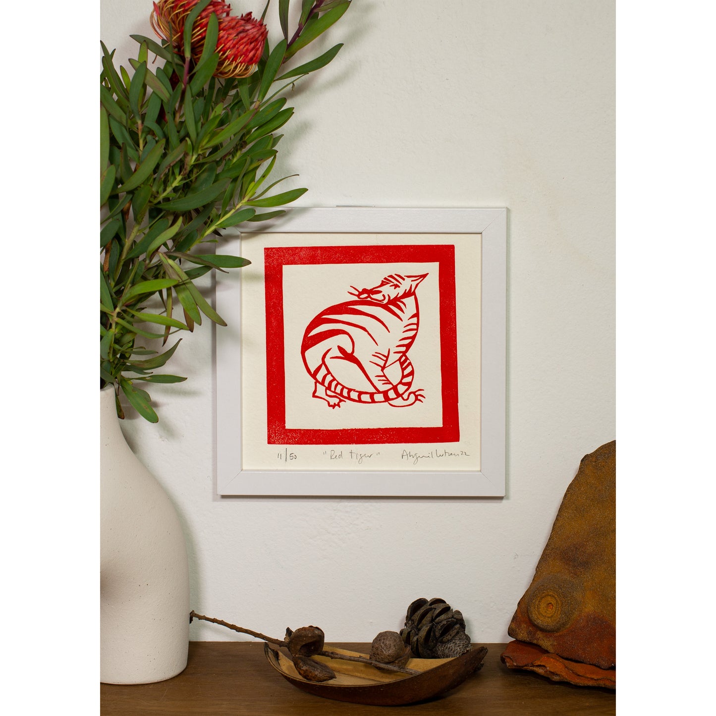 Red Tiger - Limited Edition Handprinted Linocut