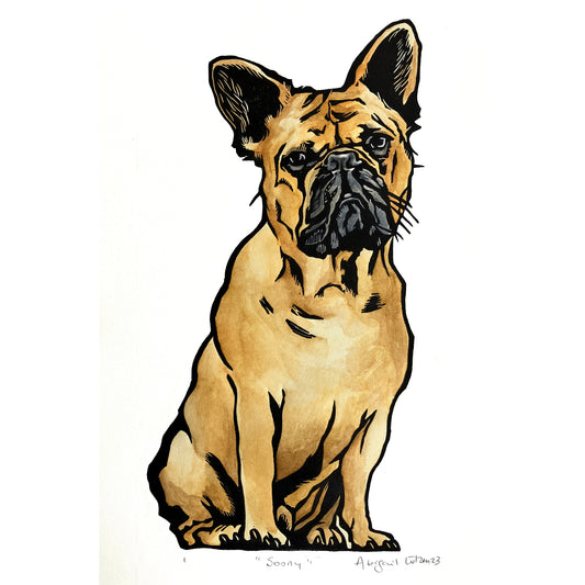 Soony - Limited Edition Handprinted Linocut / Hand painted with watercolour