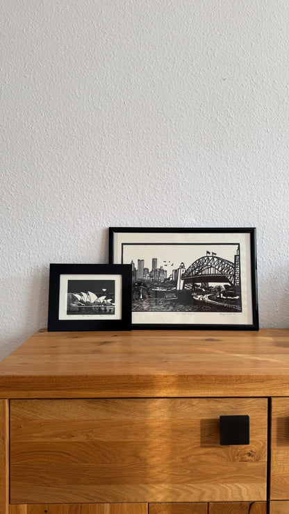 "The Coathanger" – Linoprint of the Sydney Harbour Bridge