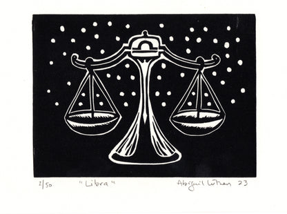 Libra  - Limited Edition Handprinted Linocut