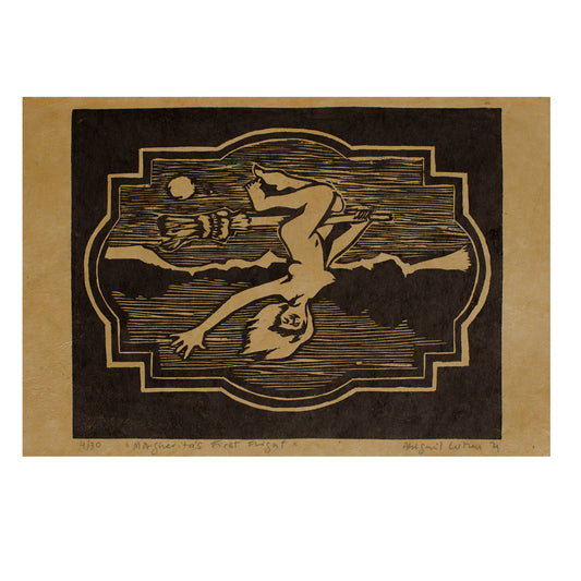 Margarita's First Flight linocut print by Abigail Lutzen
