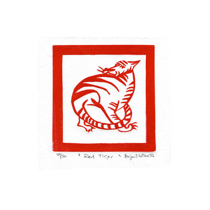 Red Tiger  - Limited Edition Handprinted Linocut