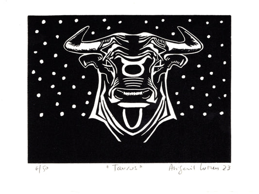 Taurus  - Limited Edition Handprinted Linocut