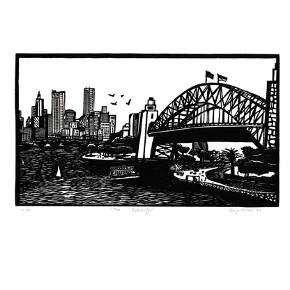 "The Coathanger" – Linoprint of the Sydney Harbour Bridge