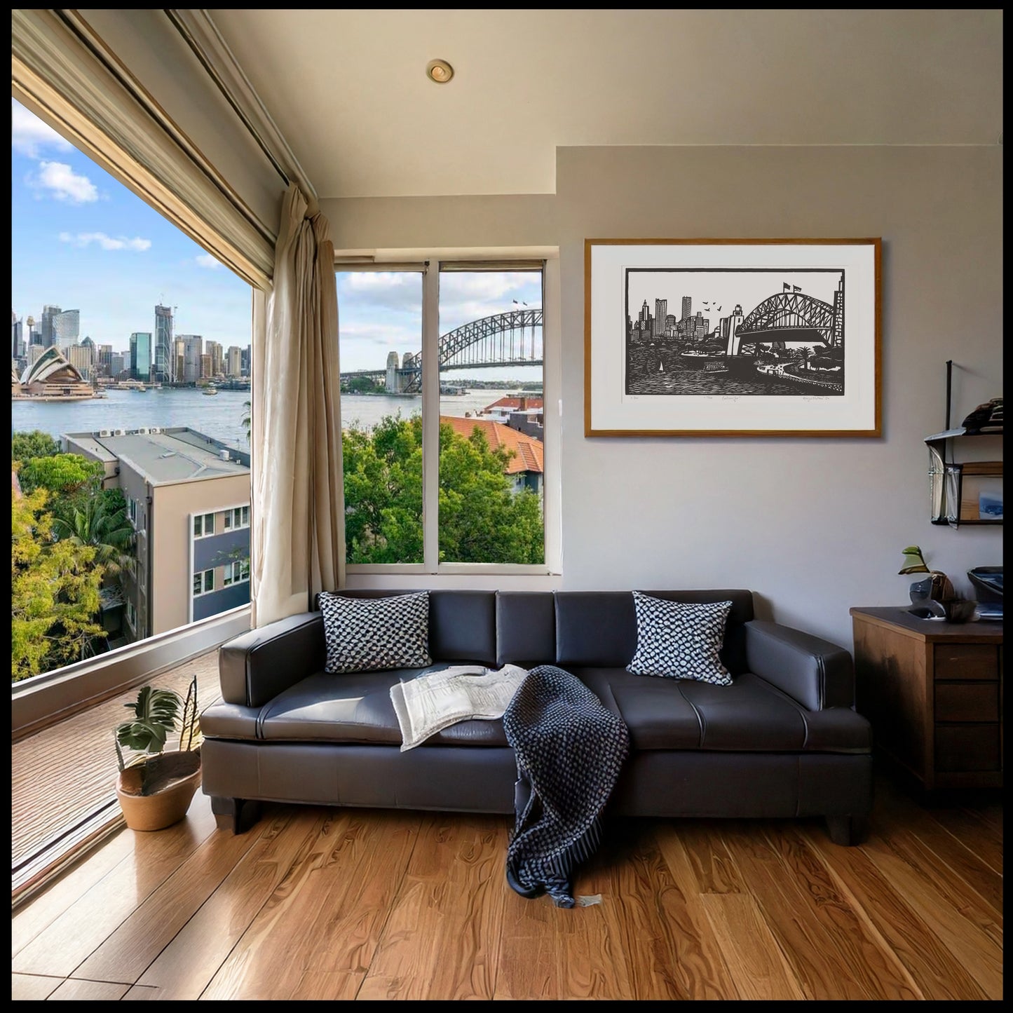 "The Coathanger" – Linoprint of the Sydney Harbour Bridge