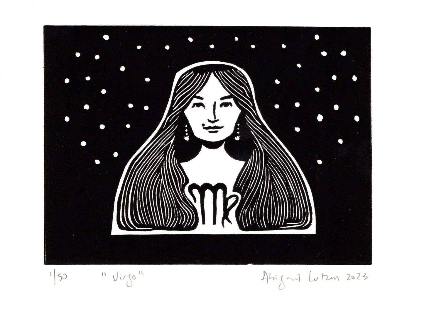 Virgo  - Limited Edition Handprinted Linocut