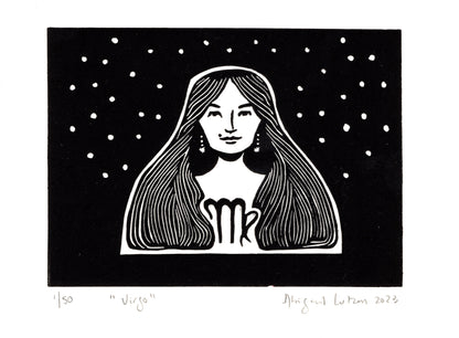 Virgo  - Limited Edition Handprinted Linocut